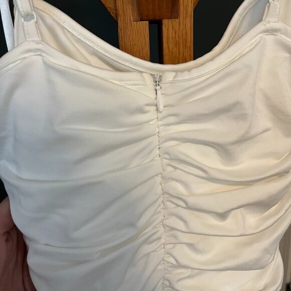 Revolve Superdown White Ruched Dress- size S - Picture 4 of 6